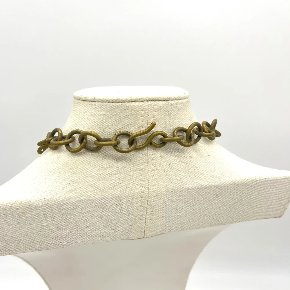 Vintage Phenolic Bakelite Brass Spiral Bib‎ Statement Necklace Tribal